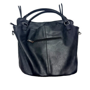 REALER Black Shoulder Bag Zipper Accent Double Handles Women's Rectangle